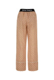 Palm Angels Women Printed Linen Blend Wide-Leg Pant