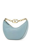 Valentino Garavani Women Light Blue Leather Small Hobo Vlogo Moon Handbag