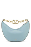 Valentino Garavani Women Light Blue Leather Small Hobo Vlogo Moon Handbag