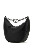 Valentino Garavani Men Black Leather Hobo Vlogo Moon Shoulder Bag