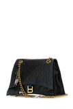 Balenciaga Women Black Leather Medium Crush Chain Shoulder Bag