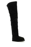 Amina Muaddi Women Black Suede Heidi Over-The-Knee Boots
