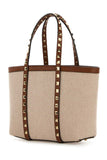 Valentino Garavani Women Two-Tone Canvas Medium Rockstud Handbag