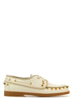 Valentino Garavani Women Ivory Leather Lace-Up Shoes