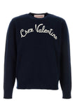 Valentino Garavani Men Navy Blue Wool Sweater