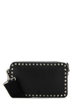 Valentino Garavani Men Black Leather Rockstud Crossbody Bag