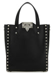 Valentino Garavani Men Black Leather Rockstud Handbag
