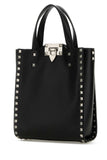 Valentino Garavani Men Black Leather Rockstud Handbag