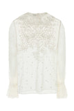Bode Women White Mesh Middlemist Blouse