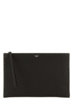 Fendi Men Dark Brown Leather Clutch