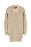 Versace Women Melange Beige Wool Blend Sweater Dress