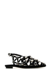 The Attico Women Black Suede Grid Ballerinas