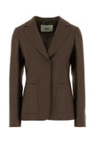 Fendi Women Mud Wool Blend Blazer