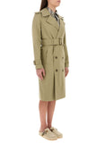 Burberry Women Sage Green Gabardine Trench Coat
