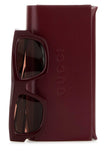 Gucci Men Burgundy Acetate Sunglasses