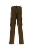 Dsquared Men Olive Green Stretch Cotton Loose Cargo Pant