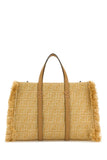 Fendi Women Embroidered Canvas Raffia Summer Shopping Bag