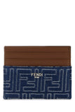 Fendi Men Embroidered Denim Card Holder