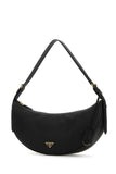 Prada Women Black Leather Large Prada Demi-Lune Crossbody Bag