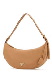 Prada Women Peach Leather Large Prada Demi-Lune Crossbody Bag