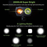 20000LM Bike Front Light with 120dB Loud Horn