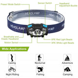 20000LM LED Headlamp USB Rechargeable Wave Motion Sensor Headlight