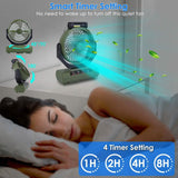 20000mAh Rechargeable Oscillating Camping Fan with Flashlight Hanging Hook Remote Control