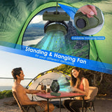 20000mAh Rechargeable Oscillating Camping Fan with Flashlight Hanging Hook Remote Control