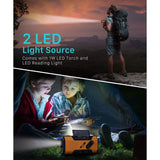 2000mAh NOAA Emergency Weather Radio Portable Power Bank with Solar Charging