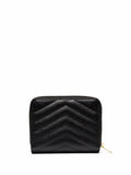 Saint Laurent Women Cassandre Matelassé Compact Zip Around Wallet In Grain De Poudre Leather