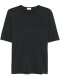 Saint Laurent Men Tonal Logo Embroidery Cotton T-Shirt