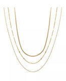 Unwritten 14K Gold Flash Plated 3-Pieces Layered Chain Necklace Set