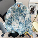 American-style Floral Oil Painting Jacquard Casual Jacket With All-over Print
