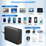 200W Fast Wall Charger with 6 Charging Ports Desktop USB Charging Station