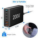 200W Fast Wall Charger with 6 Charging Ports Desktop USB Charging Station