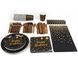 201 Pieces: Black Gold Disposable Dinnerware Set