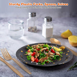 201 Pieces: Black Gold Disposable Dinnerware Set