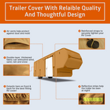 Lanceton Fifth Wheel 5th Wheel RV Trailer Cover, 300D/160g Solution-Dyed Oxford Roof (Waterproof 2000mm, UV 50+), 6-Zipper Access System, Includes 4 Tire Covers, Jack Cover & 4 Gutter Guards