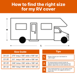 Lanceton Ft Class C RV, 300D/160g Solution-Dyed Oxford Roof (Waterproof 2000mm, UV 50+), 6-Zipper Access System, Includes 4 Tire Covers, Jack Cover & 4 Gutter Guards