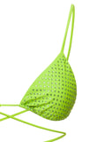 Self-Portrait Women Bikini Top With All-Over Crystal Embellishment In Green Polyamide Woman