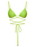 Self-Portrait Women Bikini Top With All-Over Crystal Embellishment In Green Polyamide Woman