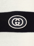 Gucci Men Striped Black And White Knit Polo With Detachable Sleeves In Cotton Man