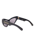 Gucci Women 'Gg1294s' Black Cat-Eye Sunglasses With Logo Lettering In Shiny Acetate Woman