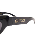 Gucci Women 'Gg1294s' Black Cat-Eye Sunglasses With Logo Lettering In Shiny Acetate Woman