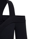 Alexander Mcqueen Women Black Cropped Top With Cut-Out Details Black In Jersey Stretch Woman