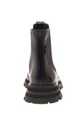 Alexander Mcqueen Women Black Chelsea Boots With Elastic Inserts In Smooth Leather Woman