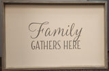 Quill to Paper Family Gathers Here Framed Wall Art, 24x36