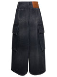 Palm Angels Women Bw Wide Denim Parachute