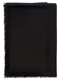Saint Laurent Men Black Scarf With Jacquard Logo And Fringed Hem In Wool And Silk Man