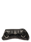 Gucci Women 'Medium Gucci Horsebit' Black Shoulder Bag With Maxi Horsebit In Leather Woman
